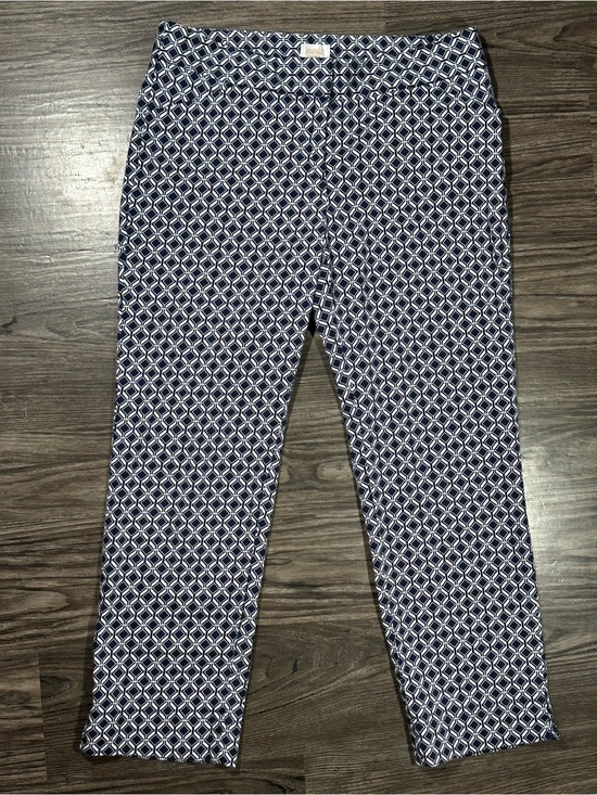 Laundry By Shelli Segal Pants - LAUNDRY BY SHELLI SEGAL Navy & White Geometric Print Flat Front Cropped Pants 8